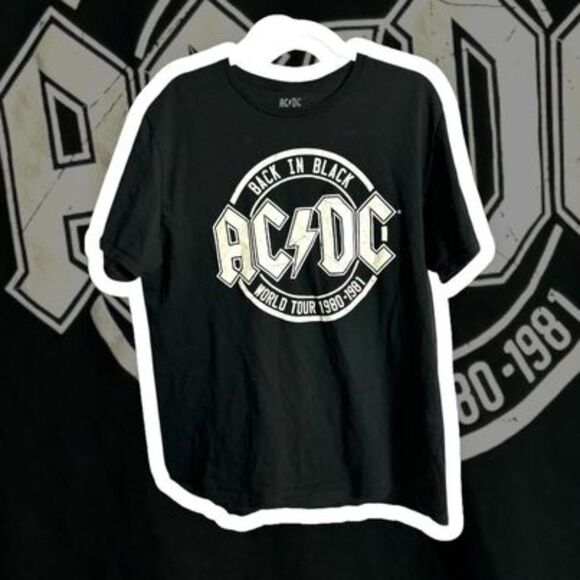 AC/DC Men's XL T-Shirt - Back In Black World Tour 1980-1981 Graphic Tee - Picture 5 of 8